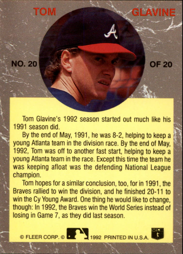 1992 Ultra All-Stars #20 Tom Glavine back image