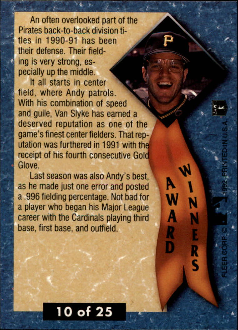 1992 Ultra Award Winners #10 Andy Van Slyke back image