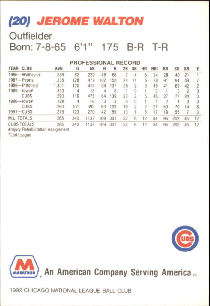 B6472- 1992 Cubs Marathon Baseball Card #s 1-49 You Pick- 15+ FREE US SHIP - Picture 27 of 50