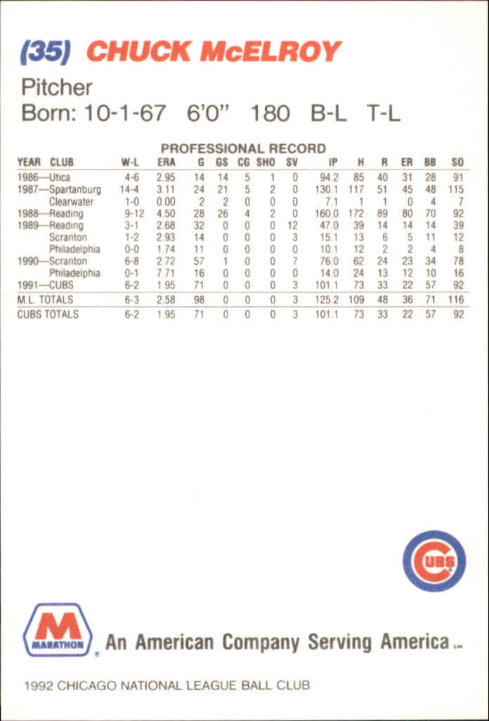 B6472- 1992 Cubs Marathon Baseball Card #s 1-49 You Pick- 15+ FREE US SHIP - Picture 15 of 50