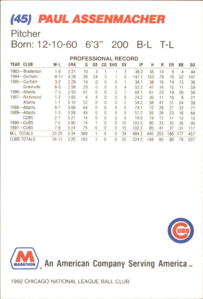 B6472- 1992 Cubs Marathon Baseball Card #s 1-49 You Pick- 15+ FREE US SHIP - Picture 9 of 50