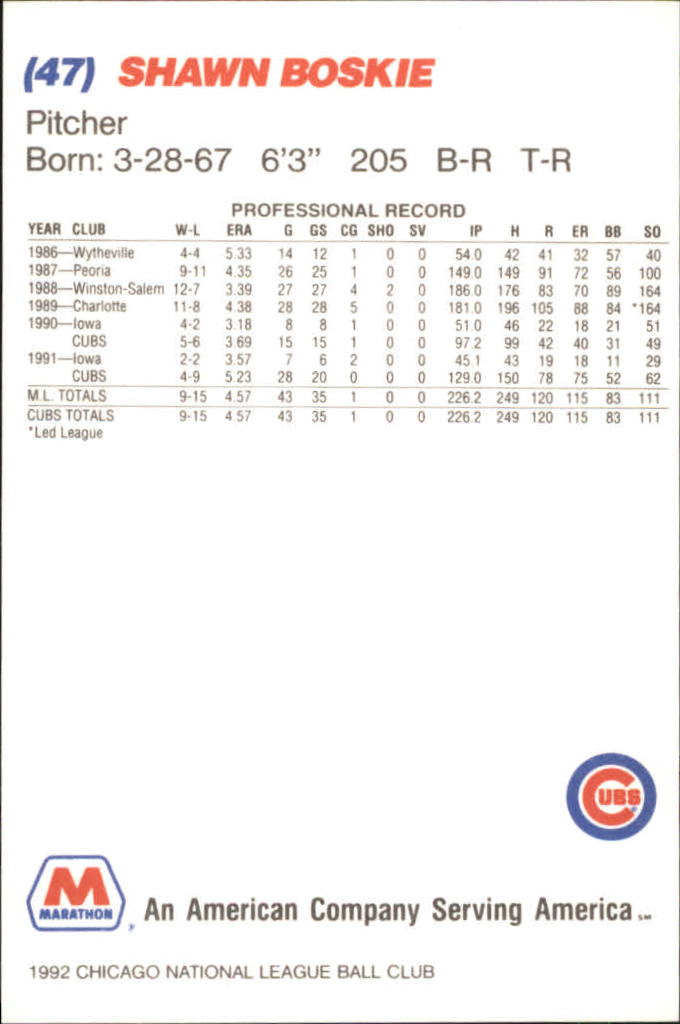 B6472- 1992 Cubs Marathon Baseball Card #s 1-49 You Pick- 15+ FREE US SHIP - Picture 7 of 50