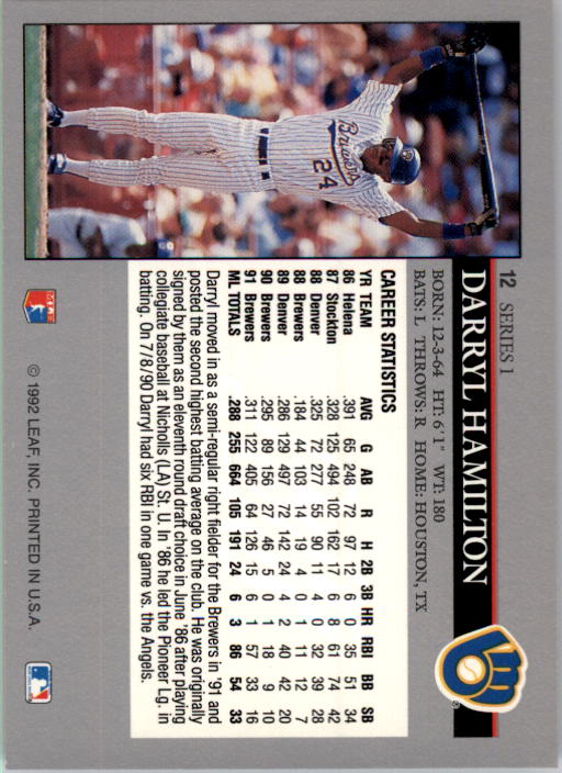 A8003- 1992 Leaf Baseball Card #s 1-200 +Rookies -You Pick- 15+ FREE US SHIP - Picture 25 of 395