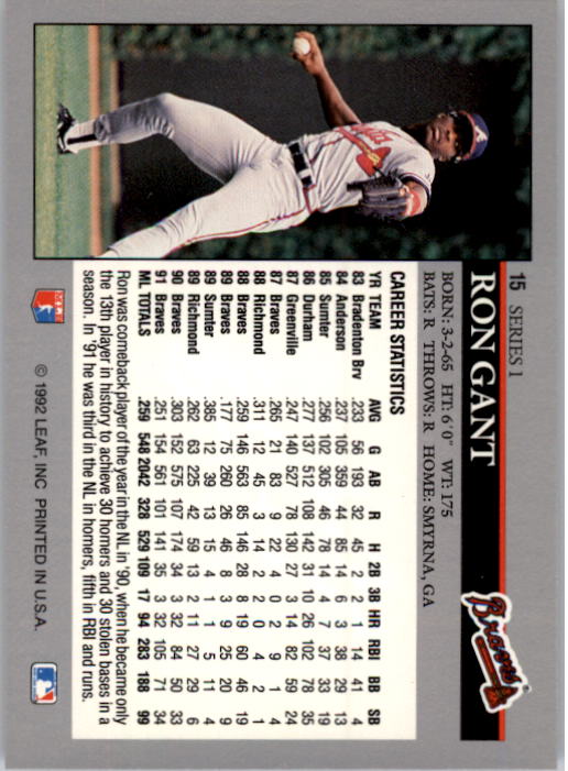 A8003- 1992 Leaf Baseball Card #s 1-200 +Rookies -You Pick- 15+ FREE US SHIP - Picture 31 of 395