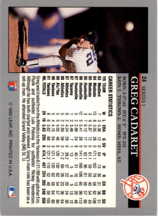 A8003- 1992 Leaf Baseball Card #s 1-200 +Rookies -You Pick- 15+ FREE US SHIP - Picture 47 of 395