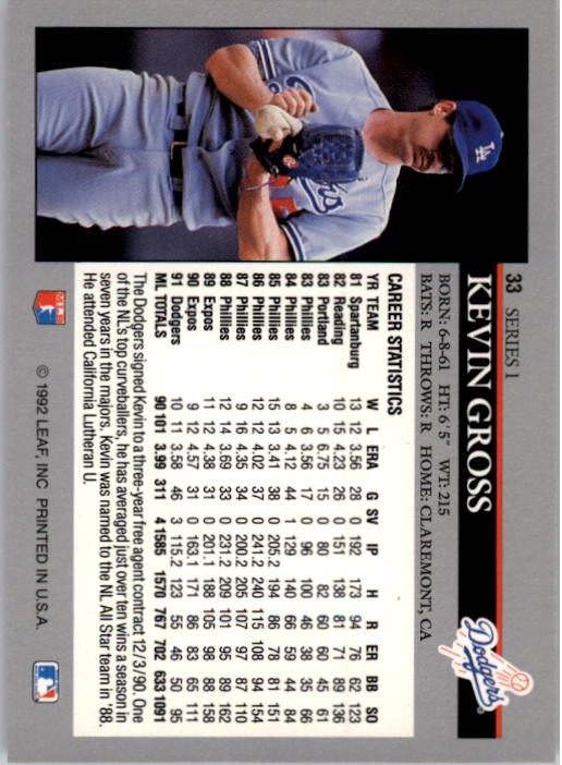 A8003- 1992 Leaf Baseball Card #s 1-200 +Rookies -You Pick- 15+ FREE US SHIP - Picture 63 of 395