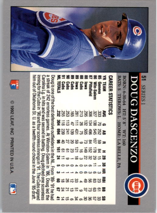 A8003- 1992 Leaf Baseball Card #s 1-200 +Rookies -You Pick- 15+ FREE US SHIP - Picture 99 of 395