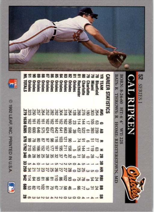 A8003- 1992 Leaf Baseball Card #s 1-200 +Rookies -You Pick- 15+ FREE US SHIP - Picture 101 of 395
