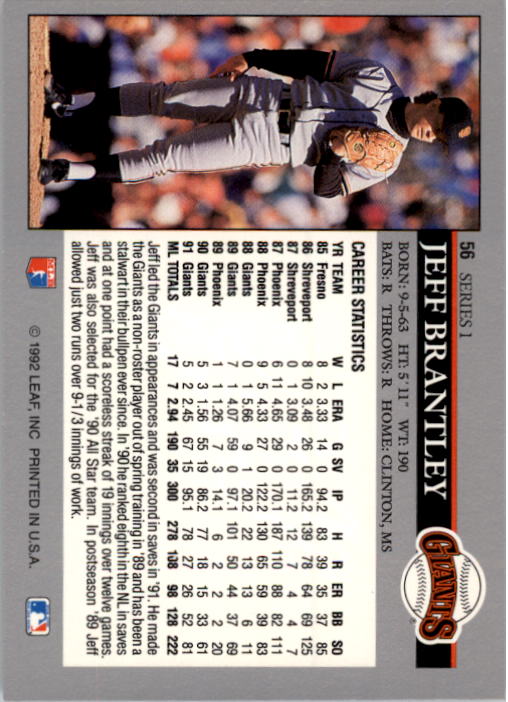 A8003- 1992 Leaf Baseball Card #s 1-200 +Rookies -You Pick- 15+ FREE US SHIP - Picture 109 of 395