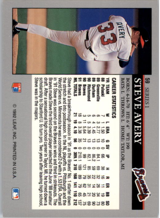 A8003- 1992 Leaf Baseball Card #s 1-200 +Rookies -You Pick- 15+ FREE US SHIP - Picture 113 of 395