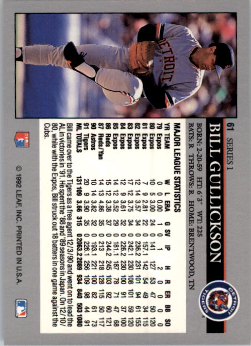 A8003- 1992 Leaf Baseball Card #s 1-200 +Rookies -You Pick- 15+ FREE US SHIP - Picture 117 of 395