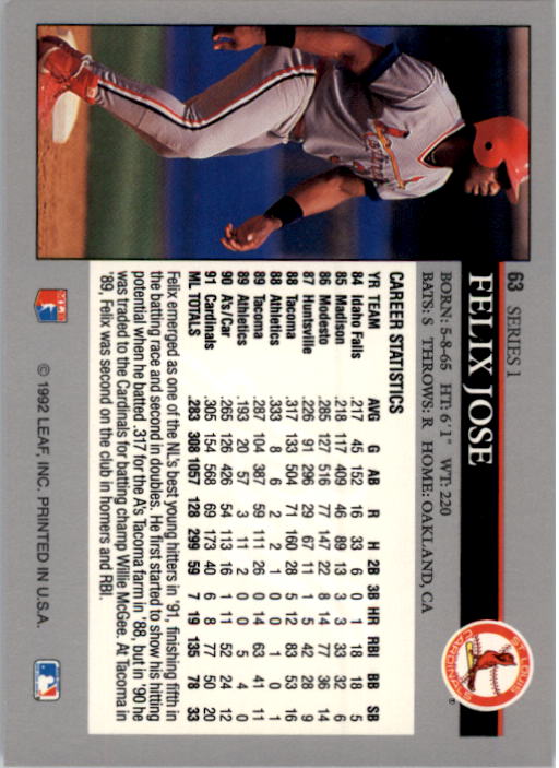A8003- 1992 Leaf Baseball Card #s 1-200 +Rookies -You Pick- 15+ FREE US SHIP - Picture 121 of 395