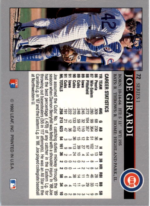 A8003- 1992 Leaf Baseball Card #s 1-200 +Rookies -You Pick- 15+ FREE US SHIP - Picture 139 of 395
