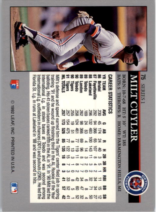 A8003- 1992 Leaf Baseball Card #s 1-200 +Rookies -You Pick- 15+ FREE US SHIP - Picture 145 of 395