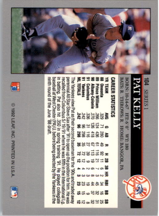 A8003- 1992 Leaf Baseball Card #s 1-200 +Rookies -You Pick- 15+ FREE US SHIP - Picture 203 of 395