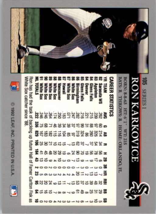 A8003- 1992 Leaf Baseball Card #s 1-200 +Rookies -You Pick- 15+ FREE US SHIP - Picture 205 of 395