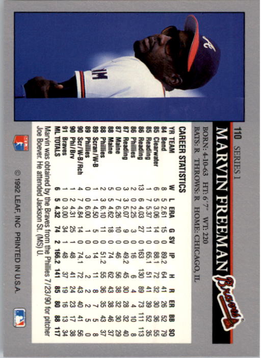 A8003- 1992 Leaf Baseball Card #s 1-200 +Rookies -You Pick- 15+ FREE US SHIP - Picture 215 of 395
