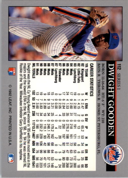A8003- 1992 Leaf Baseball Card #s 1-200 +Rookies -You Pick- 15+ FREE US SHIP - Picture 219 of 395