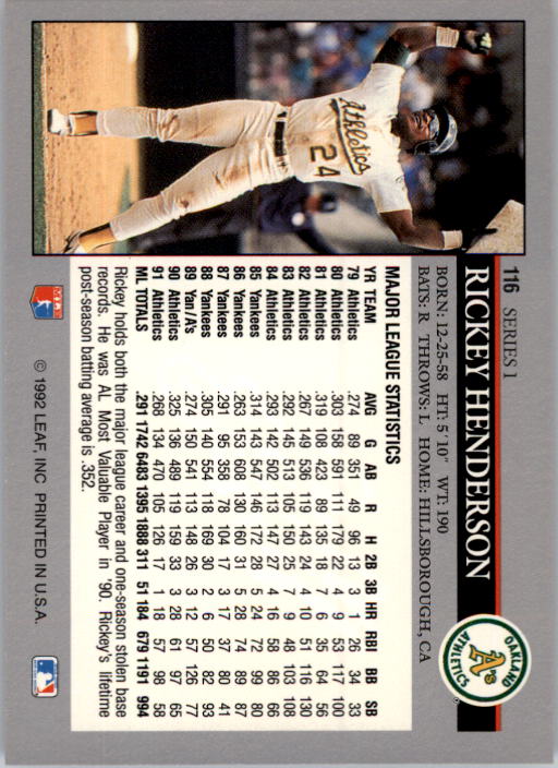 A8003- 1992 Leaf Baseball Card #s 1-200 +Rookies -You Pick- 15+ FREE US SHIP - Picture 227 of 395