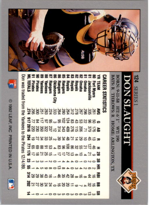A8003- 1992 Leaf Baseball Card #s 1-200 +Rookies -You Pick- 15+ FREE US SHIP - Picture 243 of 395
