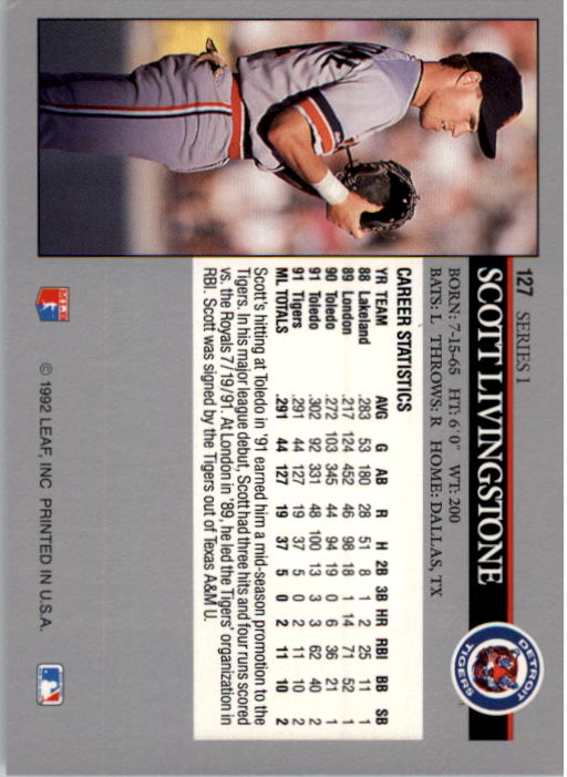 A8003- 1992 Leaf Baseball Card #s 1-200 +Rookies -You Pick- 15+ FREE US SHIP - Picture 249 of 395