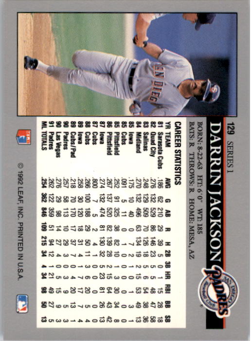 A8003- 1992 Leaf Baseball Card #s 1-200 +Rookies -You Pick- 15+ FREE US SHIP - Picture 253 of 395