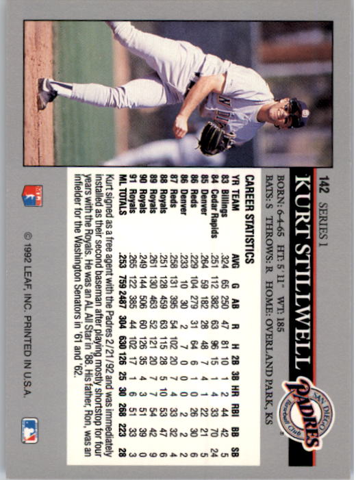 A8003- 1992 Leaf Baseball Card #s 1-200 +Rookies -You Pick- 15+ FREE US SHIP - Picture 279 of 395