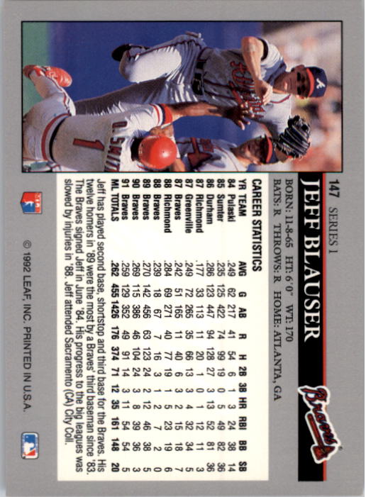 A8003- 1992 Leaf Baseball Card #s 1-200 +Rookies -You Pick- 15+ FREE US SHIP - Picture 289 of 395