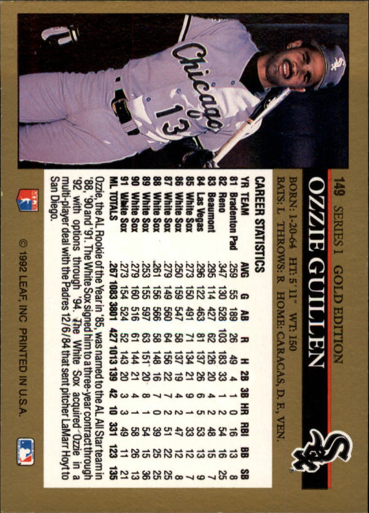 A8003- 1992 Leaf Baseball Card #s 1-200 +Rookies -You Pick- 15+ FREE US SHIP - Picture 293 of 395