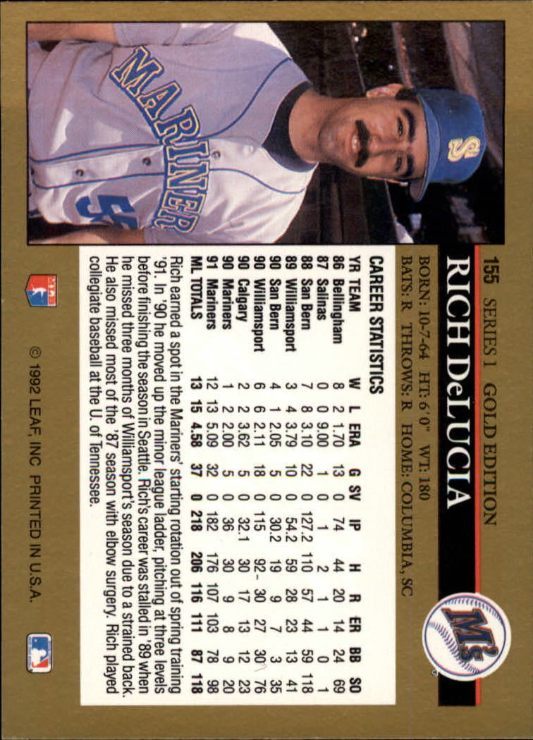 A8003- 1992 Leaf Baseball Card #s 1-200 +Rookies -You Pick- 15+ FREE US SHIP - Picture 305 of 395