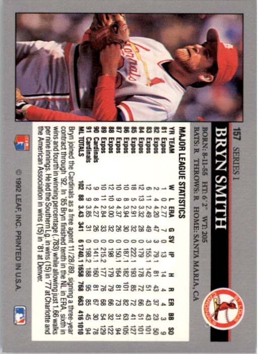 A8003- 1992 Leaf Baseball Card #s 1-200 +Rookies -You Pick- 15+ FREE US SHIP - Picture 309 of 395