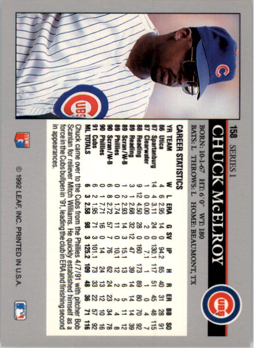 A8003- 1992 Leaf Baseball Card #s 1-200 +Rookies -You Pick- 15+ FREE US SHIP - Picture 311 of 395