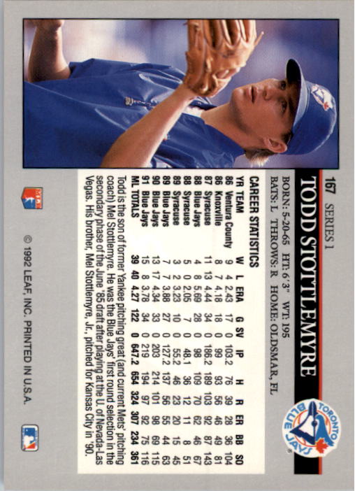 A8003- 1992 Leaf Baseball Card #s 1-200 +Rookies -You Pick- 15+ FREE US SHIP - Picture 329 of 395