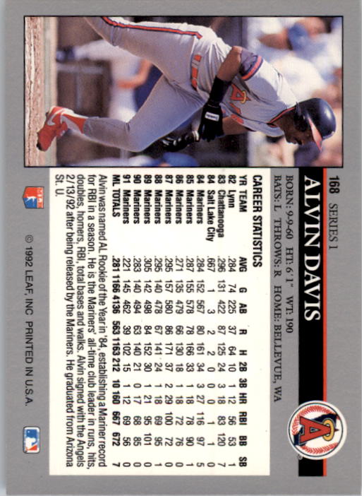 A8003- 1992 Leaf Baseball Card #s 1-200 +Rookies -You Pick- 15+ FREE US SHIP - Picture 331 of 395