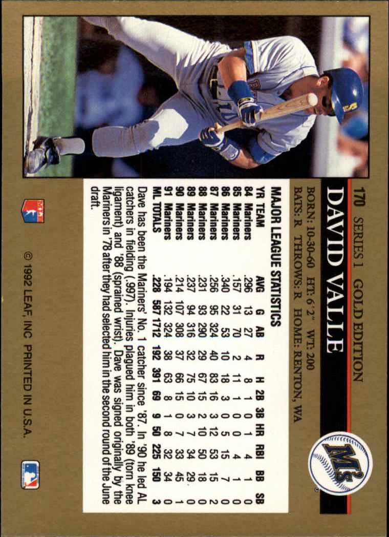 A8003- 1992 Leaf Baseball Card #s 1-200 +Rookies -You Pick- 15+ FREE US SHIP - Picture 335 of 395
