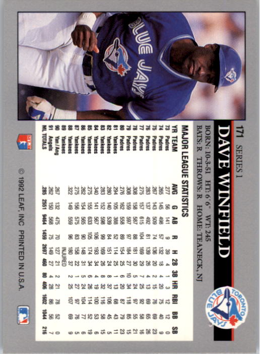 A8003- 1992 Leaf Baseball Card #s 1-200 +Rookies -You Pick- 15+ FREE US SHIP - Picture 337 of 395