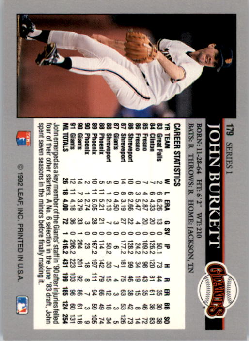 A8003- 1992 Leaf Baseball Card #s 1-200 +Rookies -You Pick- 15+ FREE US SHIP - Picture 353 of 395