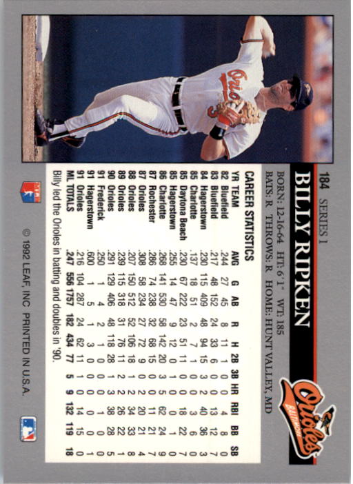 A8003- 1992 Leaf Baseball Card #s 1-200 +Rookies -You Pick- 15+ FREE US SHIP - Picture 363 of 395
