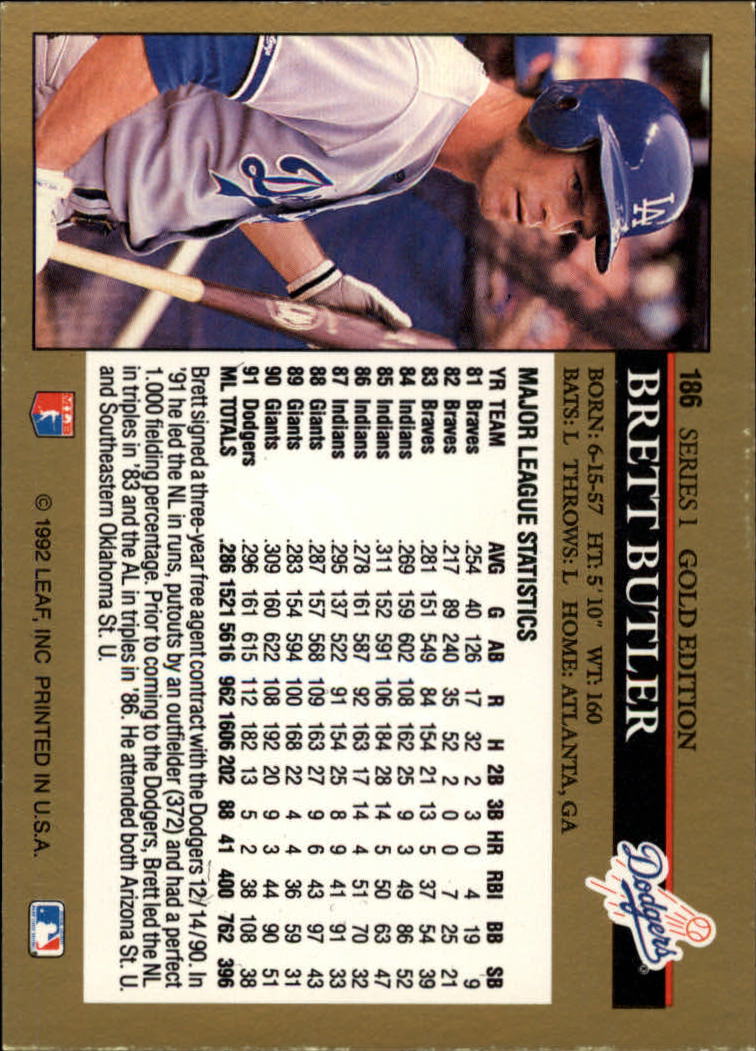 A8003- 1992 Leaf Baseball Card #s 1-200 +Rookies -You Pick- 15+ FREE US SHIP - Picture 367 of 395