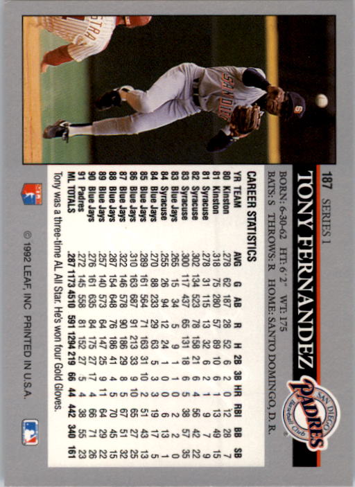 A8003- 1992 Leaf Baseball Card #s 1-200 +Rookies -You Pick- 15+ FREE US SHIP - Picture 369 of 395