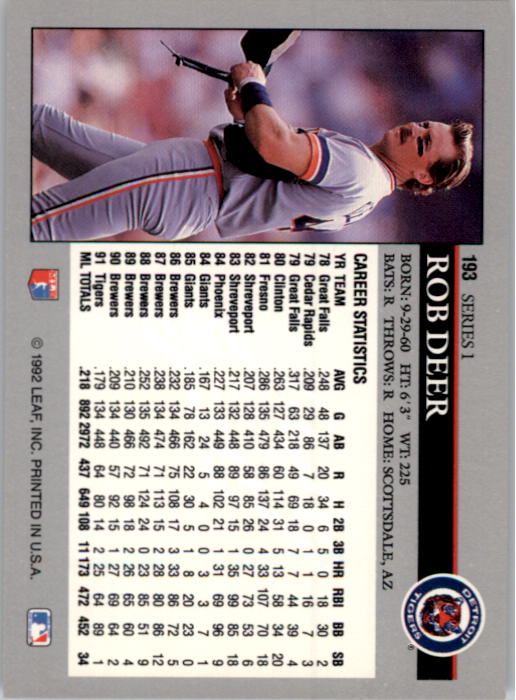 A8003- 1992 Leaf Baseball Card #s 1-200 +Rookies -You Pick- 15+ FREE US SHIP - Picture 381 of 395