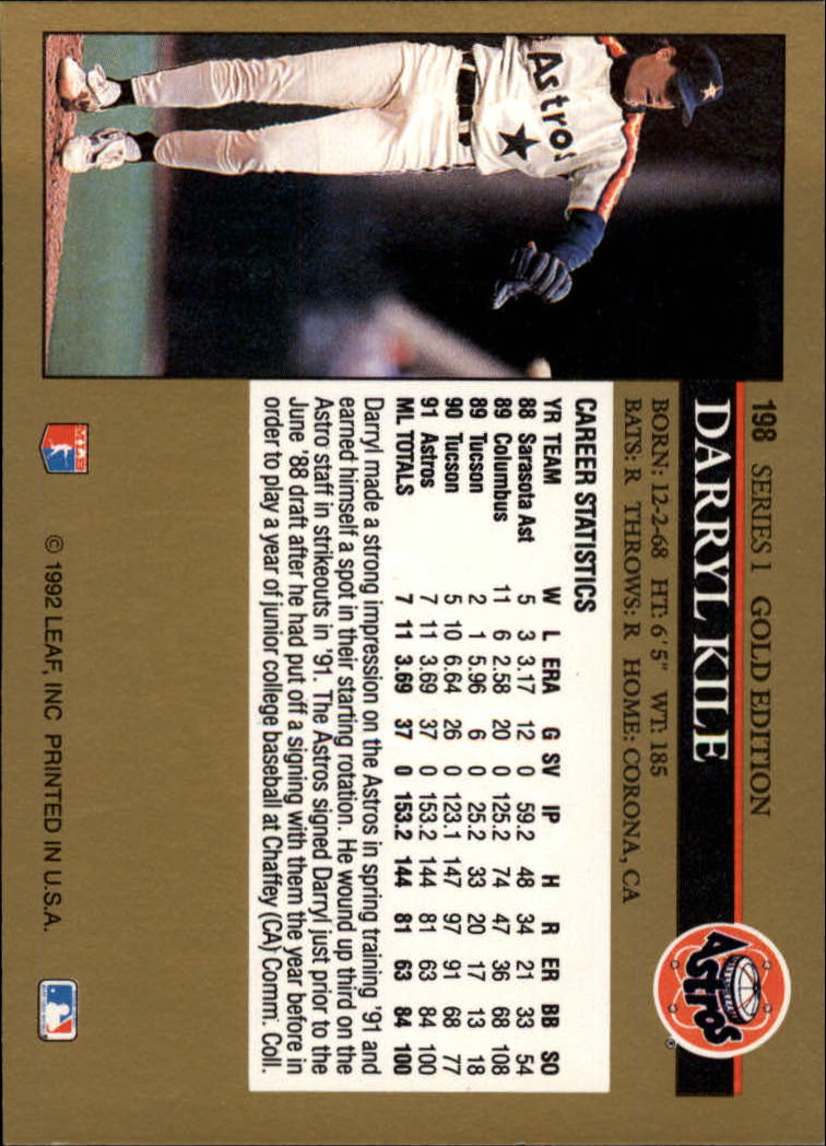 A8003- 1992 Leaf Baseball Card #s 1-200 +Rookies -You Pick- 15+ FREE US SHIP - Picture 391 of 395