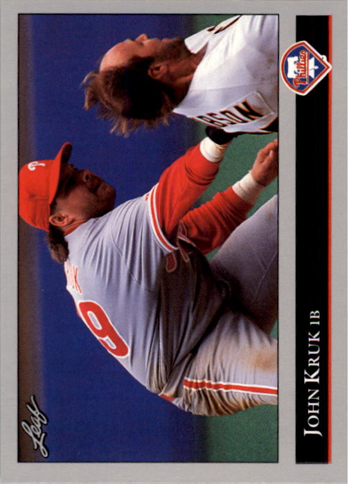 John Kruk Signed Philadelphia Phillies 1990 Leaf Baseball Card