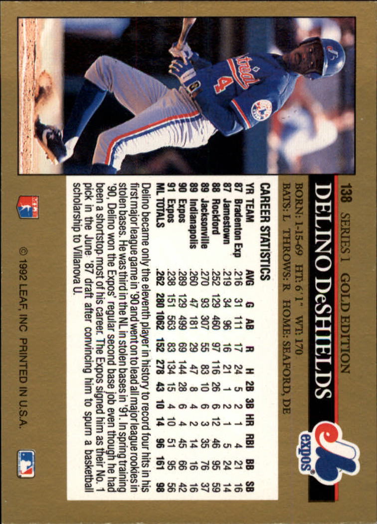 A8038- 1992 Leaf Black Gold Baseball Card #s 1-200 -You Pick- 15+ FREE US SHIP - Picture 160 of 249