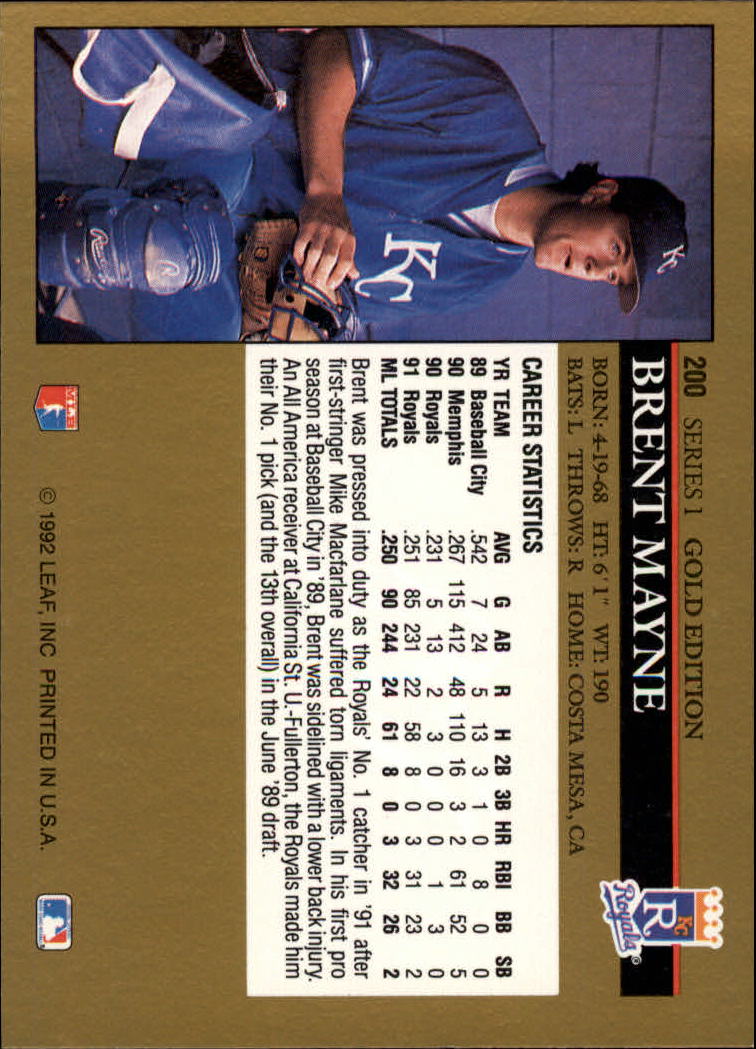 A8038- 1992 Leaf Black Gold Baseball Card #s 1-200 -You Pick- 15+ FREE US SHIP - Picture 249 of 249