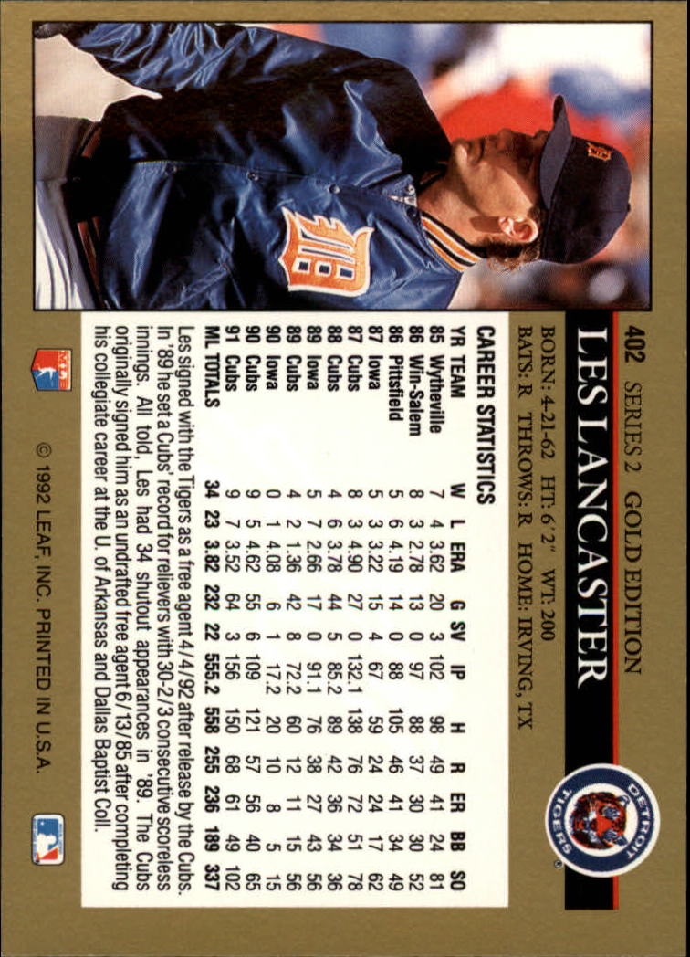 A8038- 1992 Leaf Black Gold Baseball Cards 401-528 -You Pick- 15+ FREE US SHIP - Picture 3 of 146