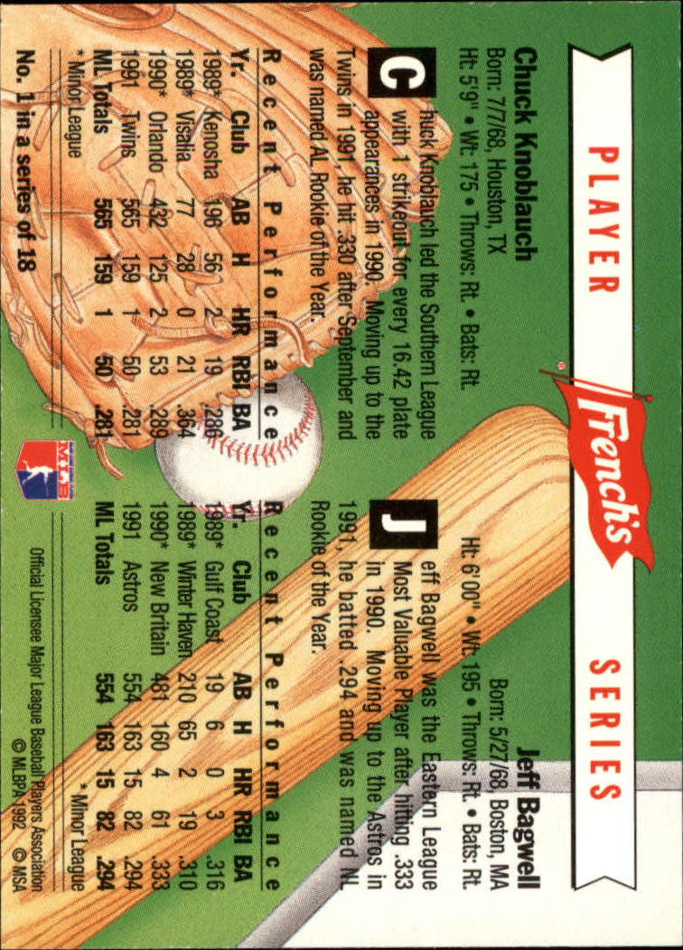 1992 French's #1 Chuck Knoblauch/Jeff Bagwell back image