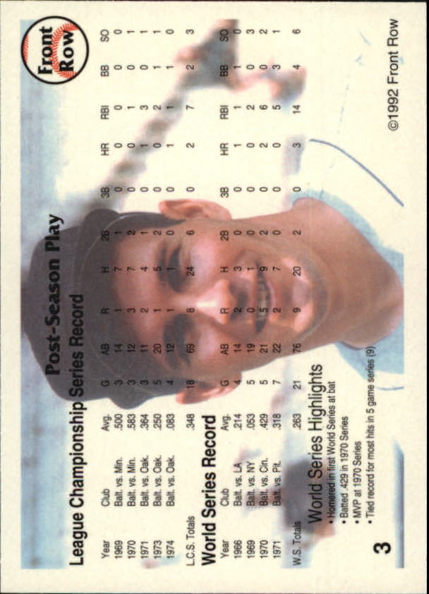 1992 Front Row Brooks Robinson #3 Brooks Robinson/Post-Season Play back image