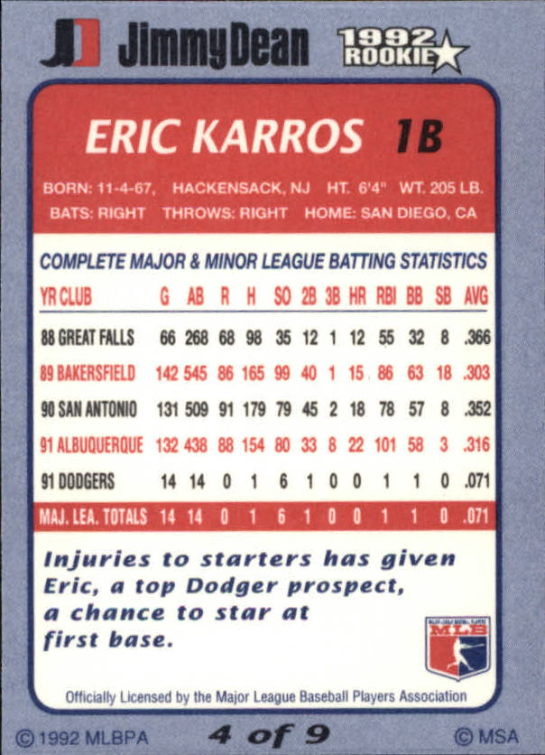 Buy Eric Karros Cards Online  Eric Karros Baseball Price Guide