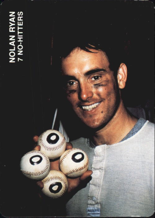 1992 Mother's Ryan 7 No-Hitters #4 Nolan Ryan/4th No-hitter/(Holding four balls/wi